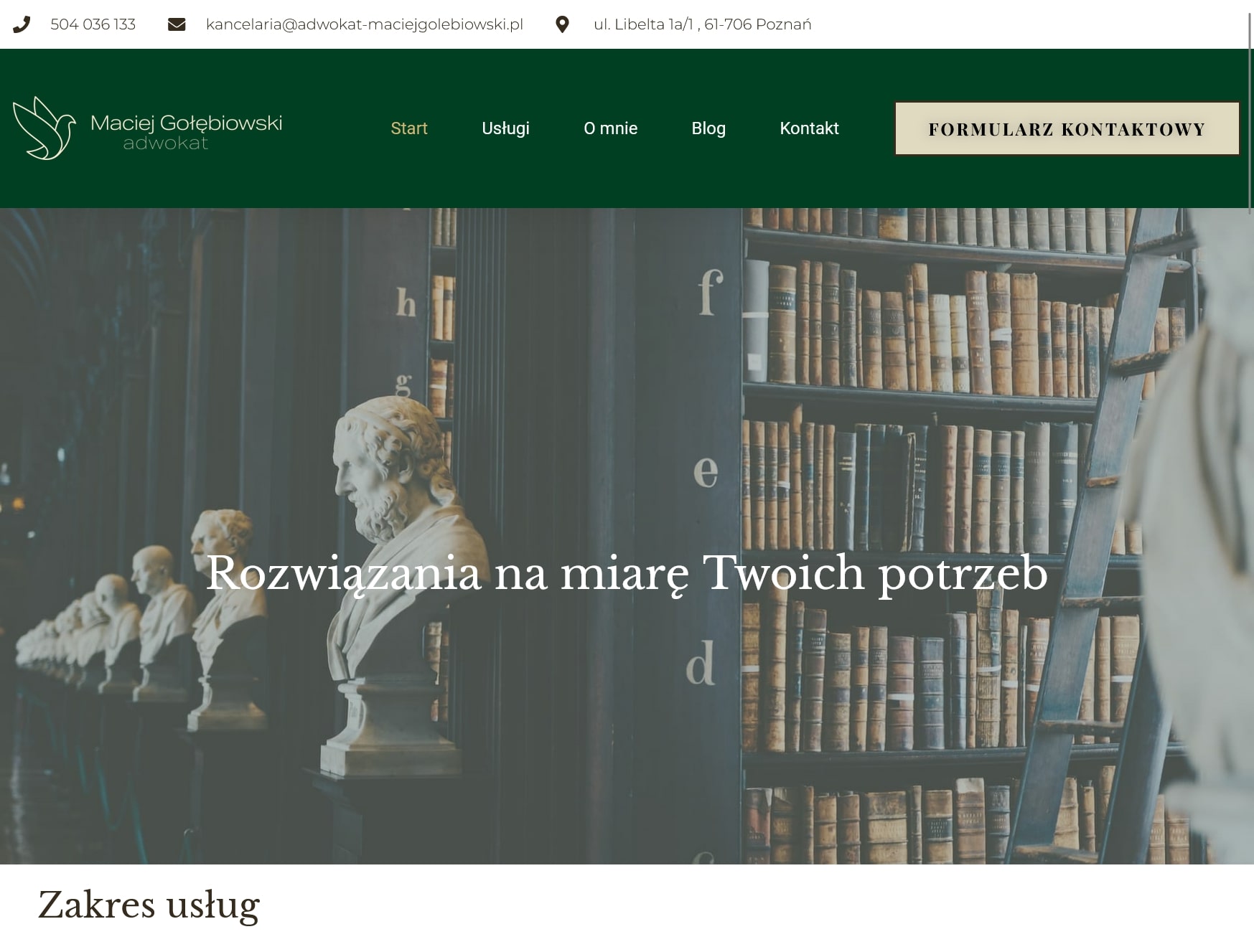 Zrzut ekranu strony www dla prawnika, adwokata